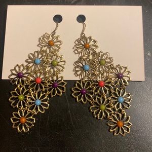 Multi colored floral earrings.